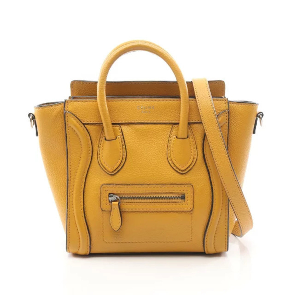 Celine Luggage Tote Shopper Handbag Leather Yellow